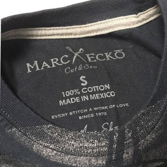 Marc Ecko T-Shirt Cut & Sew Metallic Screen Print Graphic Tee 100% Cotton Mens S - Picture 2 of 8